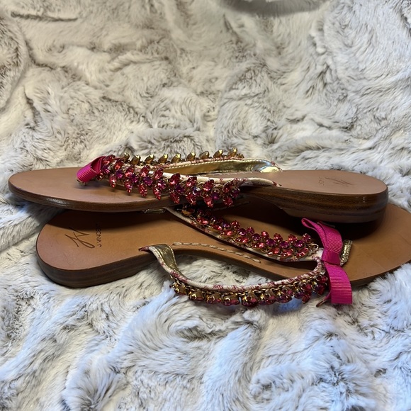 J Vincent sandals beautifully pink stones (all intact) size 6 in great condition - Picture 3 of 3